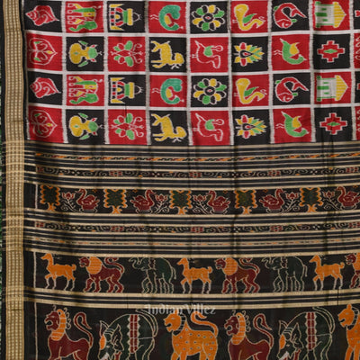 Black Nabakothi Odisha Ikat Khandua Silk Saree