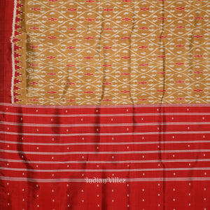 Mustard Yellow Red  Pasapali Odisha Ikat Contemporary Designer Silk Saree