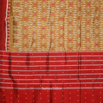 Mustard Yellow Red  Pasapali Odisha Ikat Contemporary Designer Silk Saree