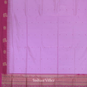 Pink Red Single Butta Contemporary Bomkai Silk Saree