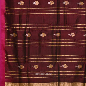 Coffee Rani Pink Banarasi Katan Silk Saree