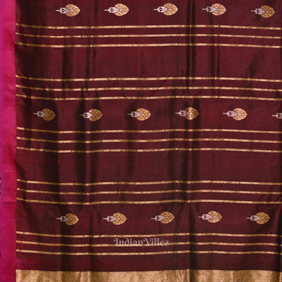 Coffee Rani Pink Banarasi Katan Silk Saree