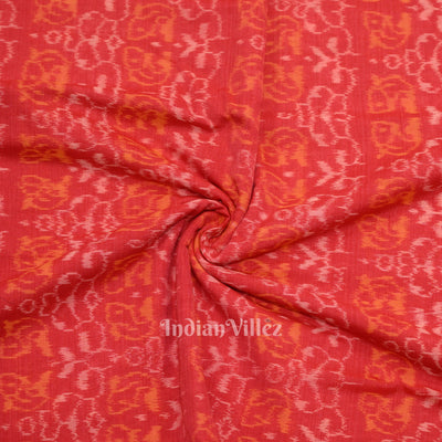Pink Tribal Theme Sambalpuri Ikat Cotton Fabric