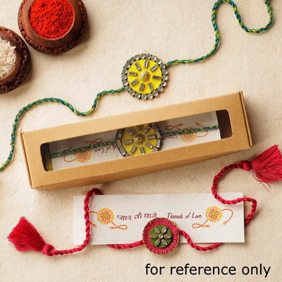 Bead & Kundan Work Fabric Rakhi by Abira Creations 01