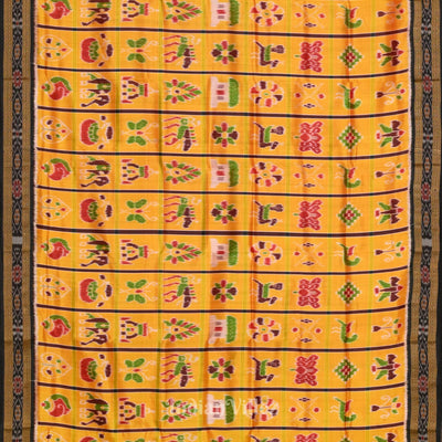 Yellow Maroon Odisha Ikat Designer Nabakothi Silk Saree