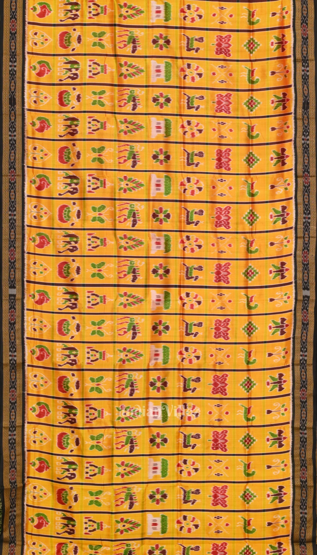 Yellow Maroon Odisha Ikat Designer Nabakothi Silk Saree