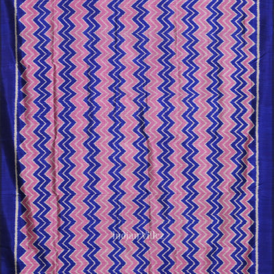 Baby Pink Blue Waves Odisha Ikat Contemporary Designer Saree