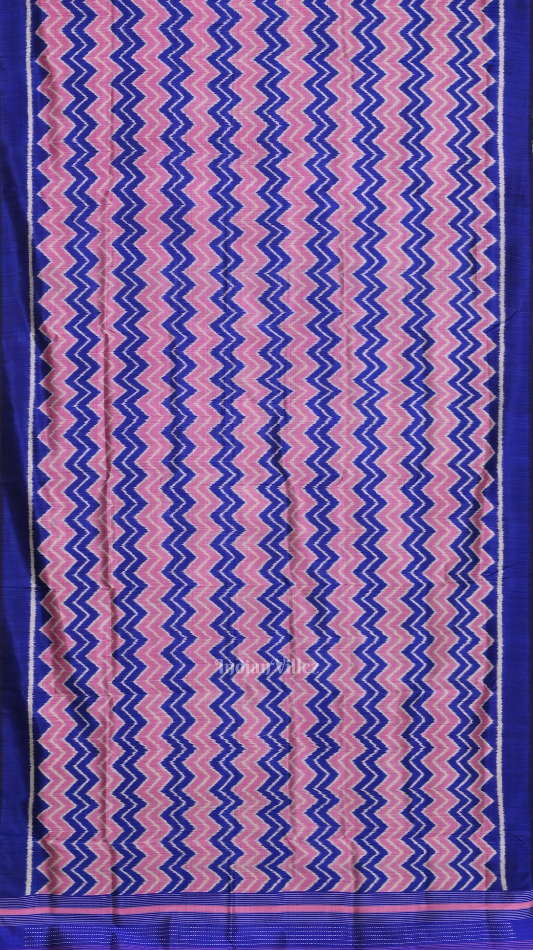 Baby Pink Blue Waves Odisha Ikat Contemporary Designer Saree