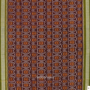 Coffee Green Pure Sambalpuri Ikat Cotton Saree