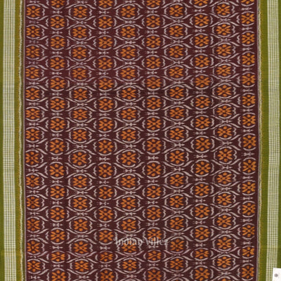 Coffee Green Pure Sambalpuri Ikat Cotton Saree