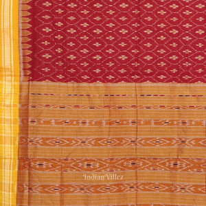 Red Yellow Pasapali Maniabandha Cotton Saree