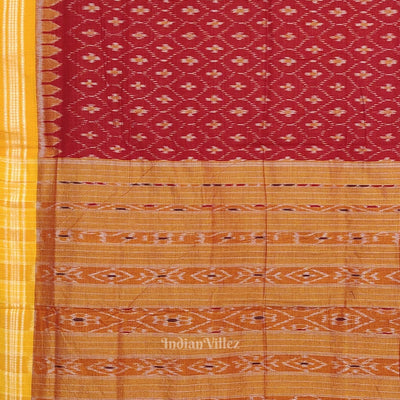 Red Yellow Pasapali Maniabandha Cotton Saree