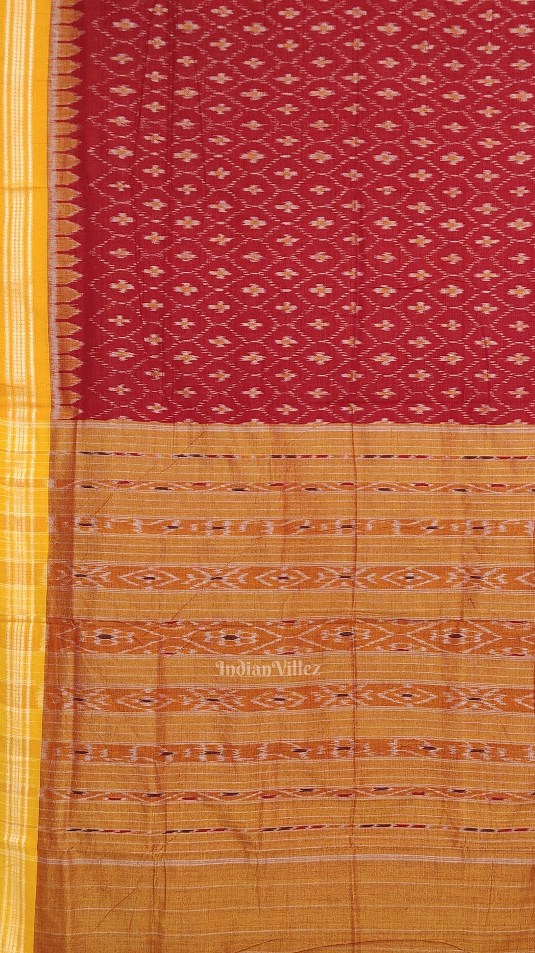 Red Yellow Pasapali Maniabandha Cotton Saree