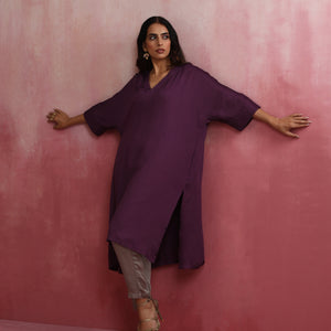 trueBrowns Purple Modal Kimono Kurta Set