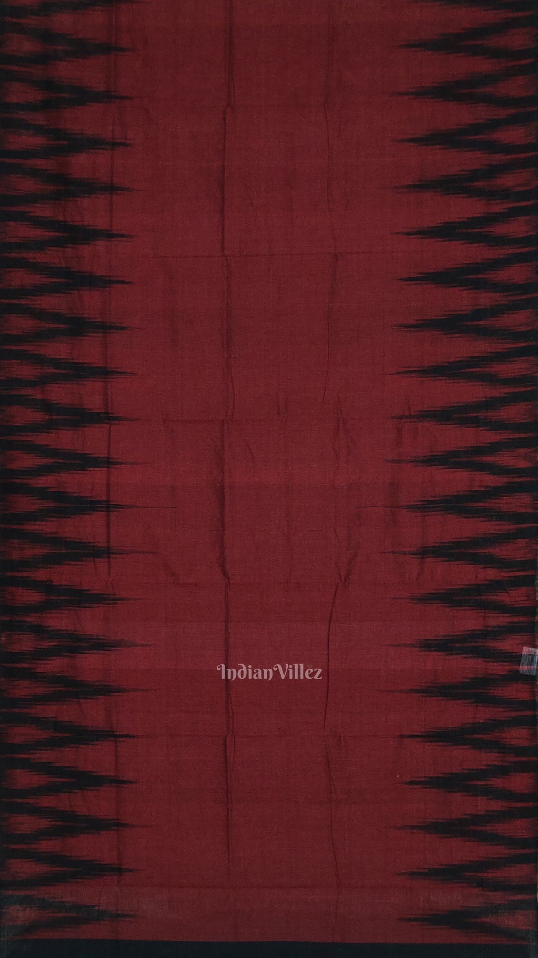 Maroon Black Kargil Kumbha Maniabandha Cotton Saree