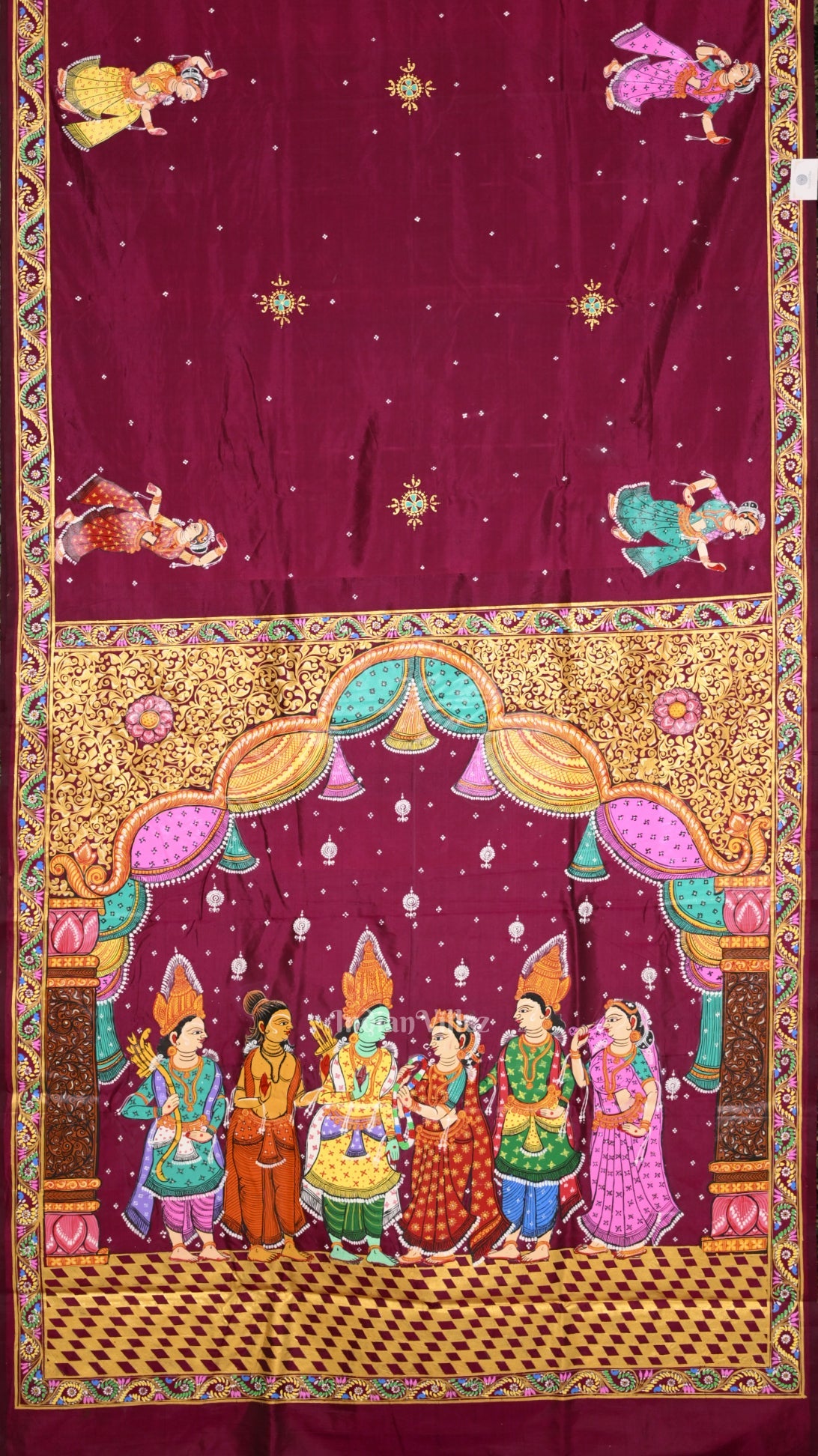 Purple Ram Sita Vivah Theme Pattachitra Saree