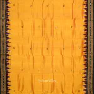 Yellow Maroon Buti Odisha Ikat Khandua Silk Saree