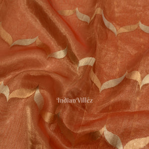 Pure Orange Kora Banarasi Tissue Saree with Suna Rupa Work