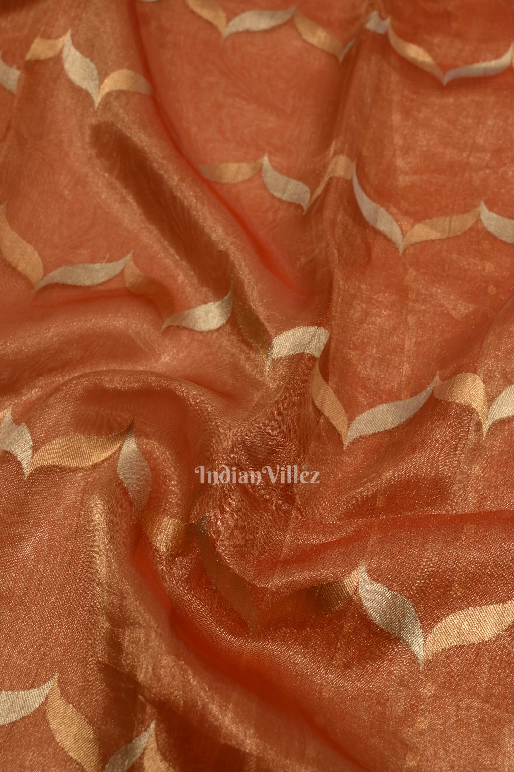 Pure Orange Kora Banarasi Tissue Saree with Suna Rupa Work