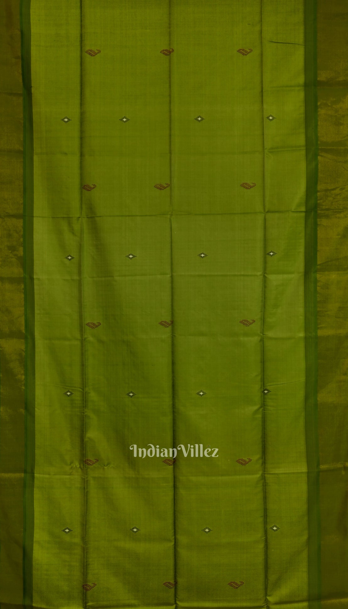 Parrot Green with Multicolor Pure Bishnupuri  Double Pallu Silk Saree