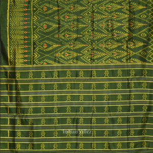 Green Cambodian Ikat Contemporary Silk Saree