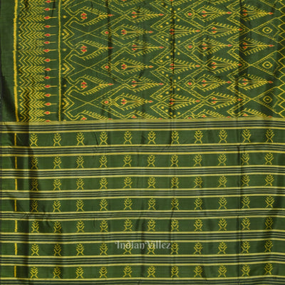 Green Cambodian Ikat Contemporary Silk Saree