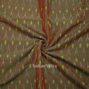Moss Green Dual Tone Geometric Handwoven Pochampally Ikat Cotton Fabric