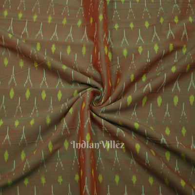 Moss Green Dual Tone Geometric Handwoven Pochampally Ikat Cotton Fabric