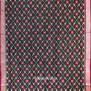 Black Rani Pink Pasapali Theme Sambalpuri Silk Saree
