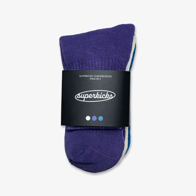 Superkicks | CREW SOCKS  { WHITE/PURPLE/BLUE