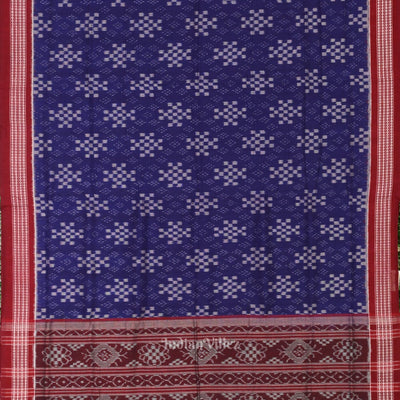 Blue Maroon Pasapali Odisha Sambalpuri Pure Cotton Saree