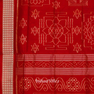 Exclusive Red Bastu Theme Sambalpuri Silk Saree