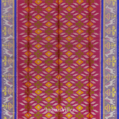 Red Wth Blue Dual Tone Pochampally Ikat Handloom Silk Saree