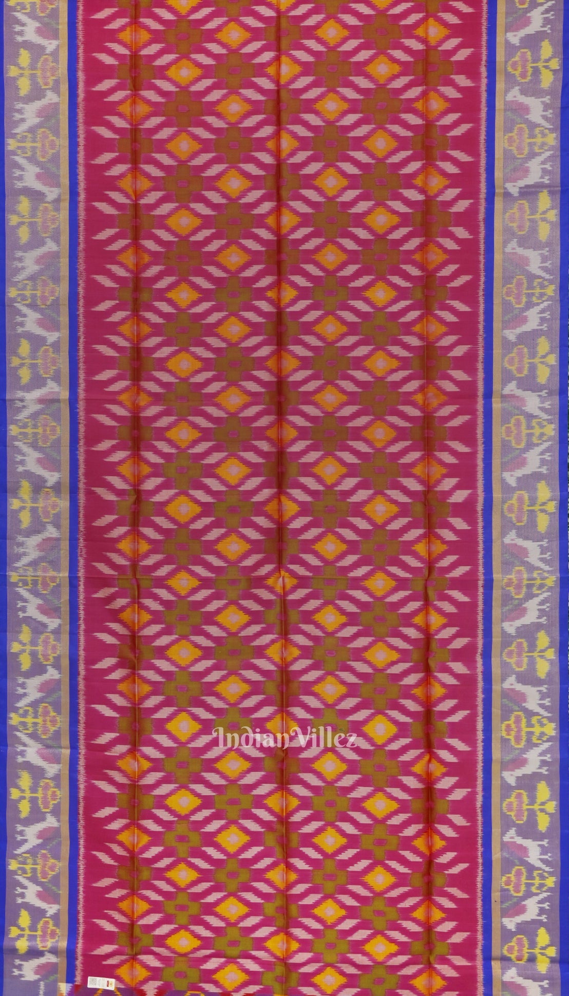 Red Wth Blue Dual Tone Pochampally Ikat Handloom Silk Saree