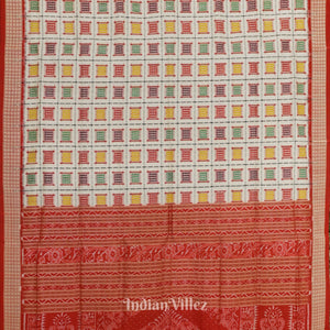 White Ashwani Theme Odisha Ikat Sambalpuri Silk Saree