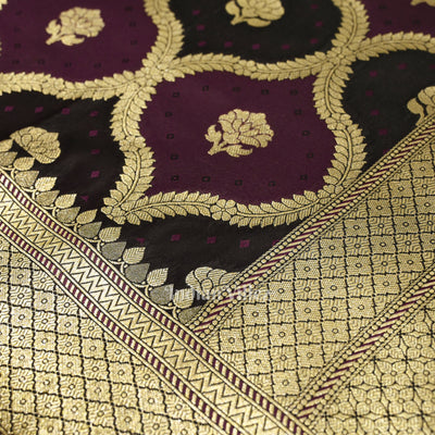 Violet Rangkart Mashru Satin Silk Banarasi Saree