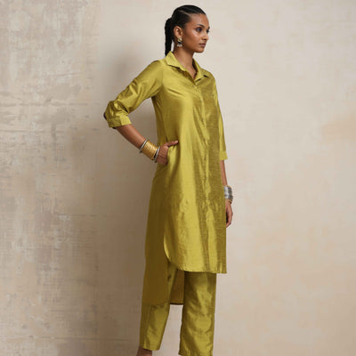 trueBrowns Green Shirt Kurta Set