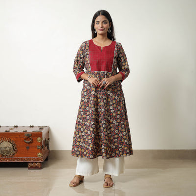 Black - Straight Cotton Kalamkari Kurta 05