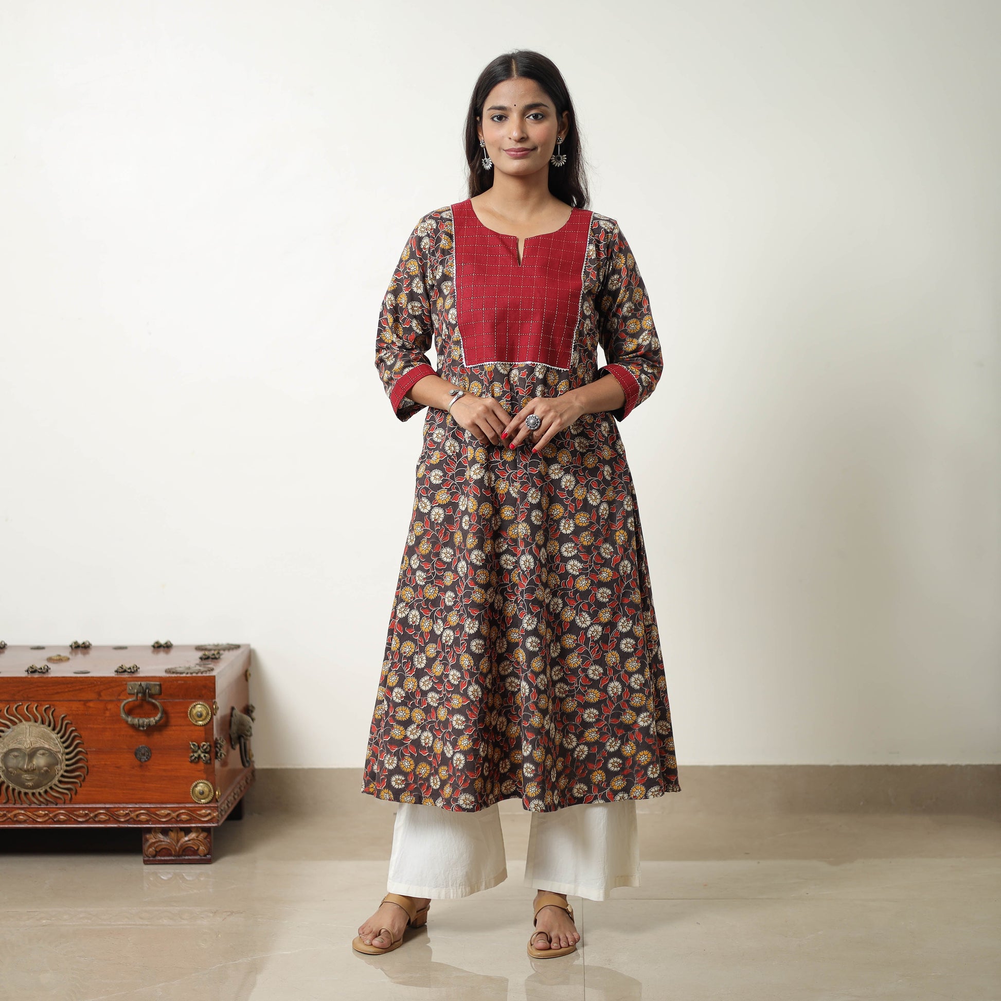Black - Straight Cotton Kalamkari Kurta 05