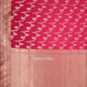 Bridal Wedding Hot Pink Soft Pure Mashru Satin Silk Banarasi Saree