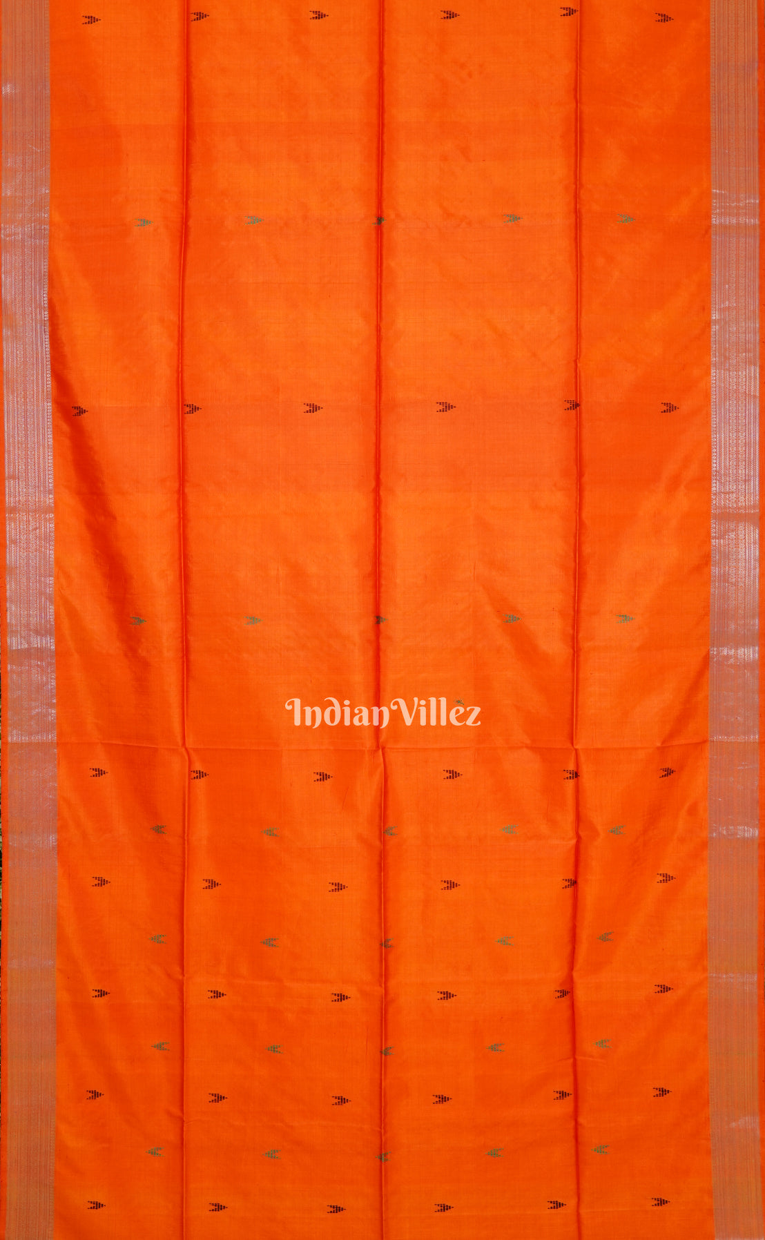 Rani With Golden Orange Handwoven Bishnupuri Silk Saree