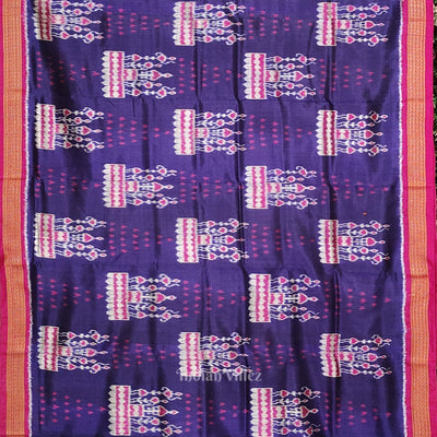 Blue Tribal Jhoti Theme Odisha Ikat Khandua Silk Saree