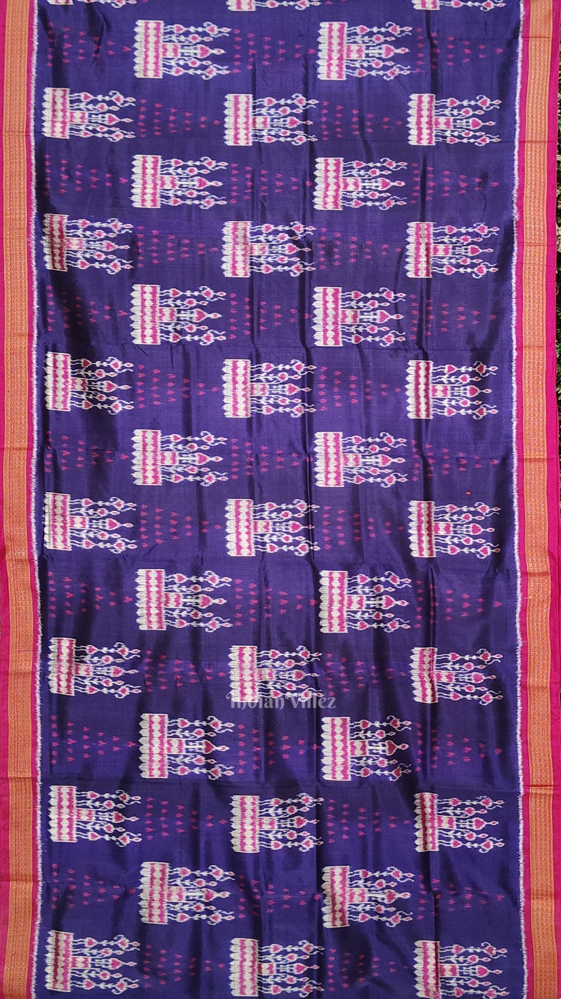 Blue Tribal Jhoti Theme Odisha Ikat Khandua Silk Saree