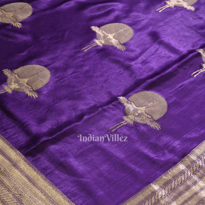 Violet Mashru Satin Silk Banarasi Saree