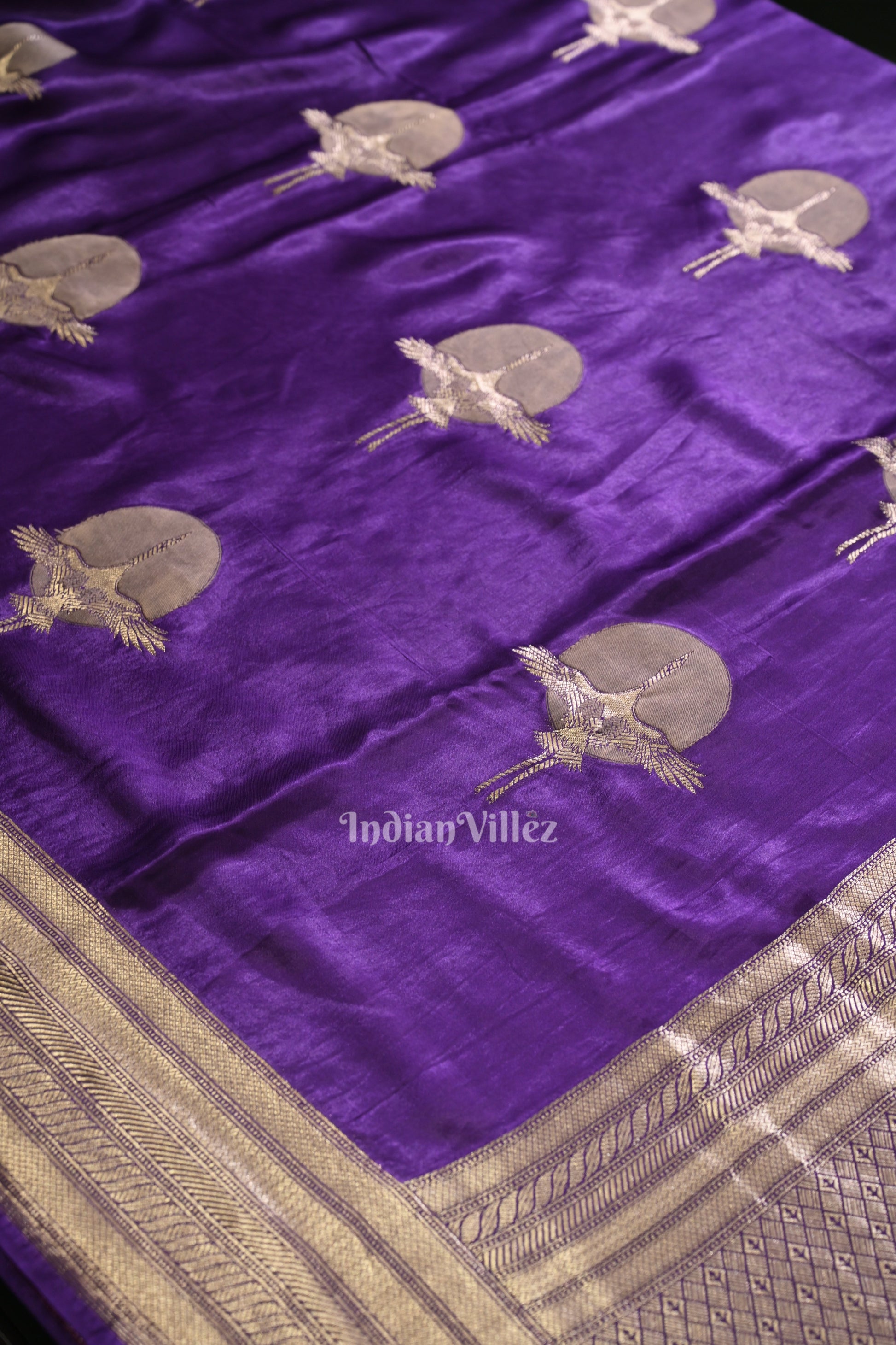 Violet Mashru Satin Silk Banarasi Saree