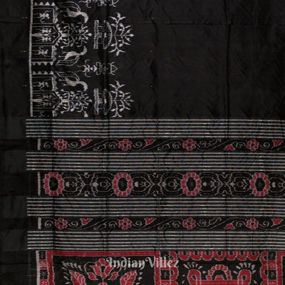 Black Tribal Jhoti Contemporary Sambalpuri Silk Saree