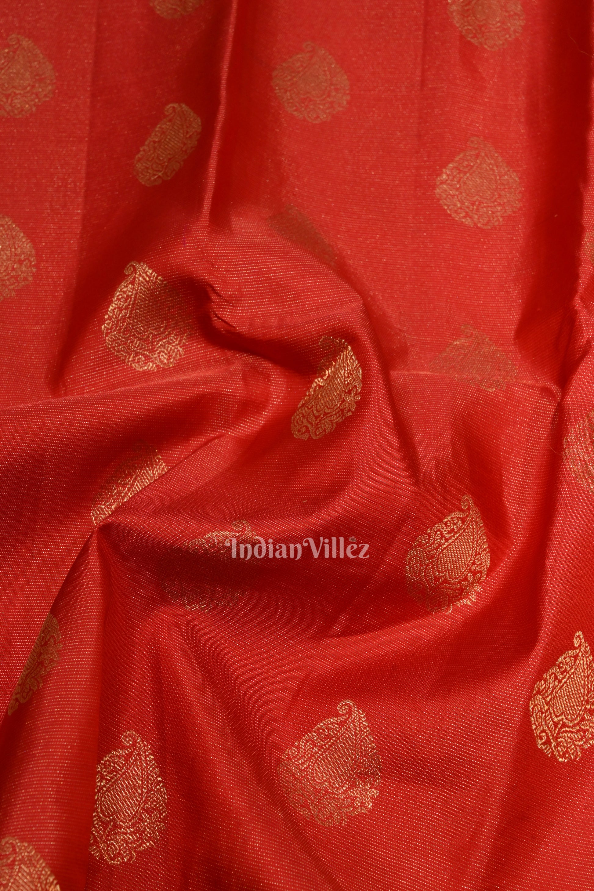 Deep Red Pure Brocade with Golden Broder Bridal Kanjivaram Silk Saree