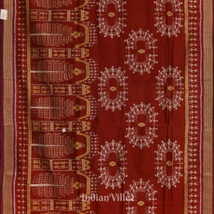 Maroon Rudrakshya Border Odisha Ikat Khandua Silk Saree
