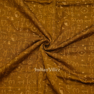 Rust Yellow Chemical Formula Theme Sambalpuri Ikat Cotton Fabric