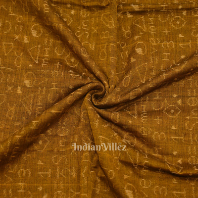 Rust Yellow Chemical Formula Theme Sambalpuri Ikat Cotton Fabric